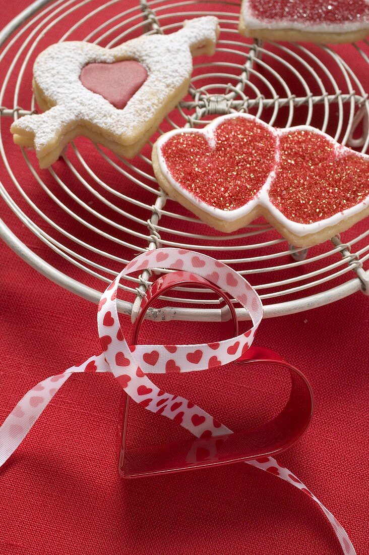 Assorted red and white biscuits for Valentine's Day