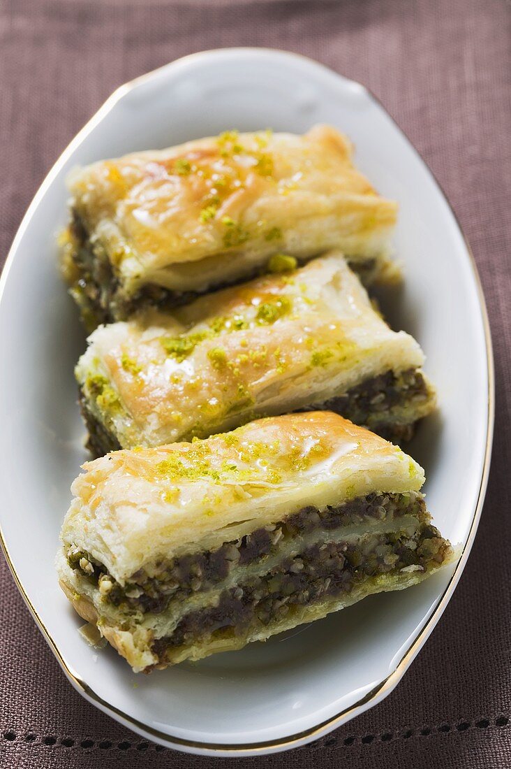 Baklava (Filo pastry with honey and pistachios, Turkey)