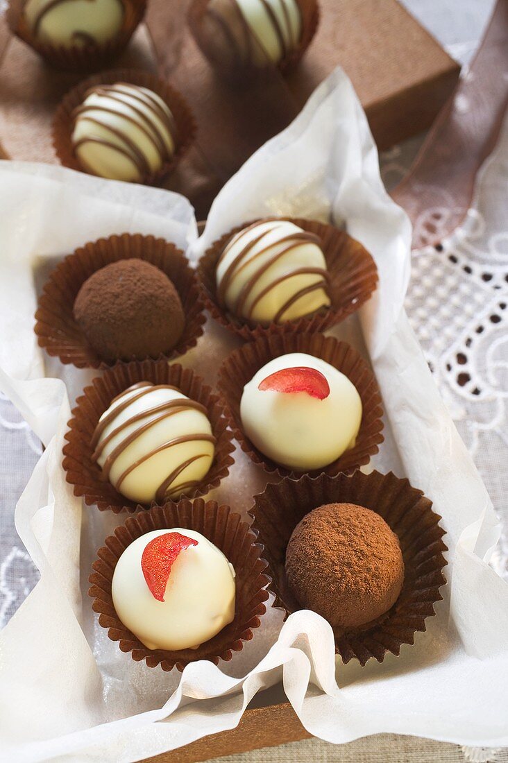 A selection of chocolates in box