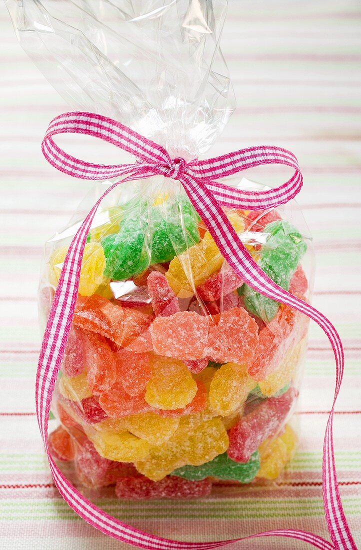 Sour Sweets (fruchtige Geleebonbons, USA) in Cellophantüte