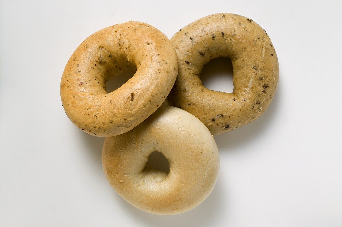 Drei verschiedene Bagels