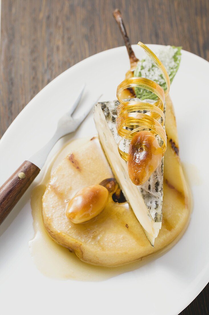 Rochebaron with grilled pear and caramel