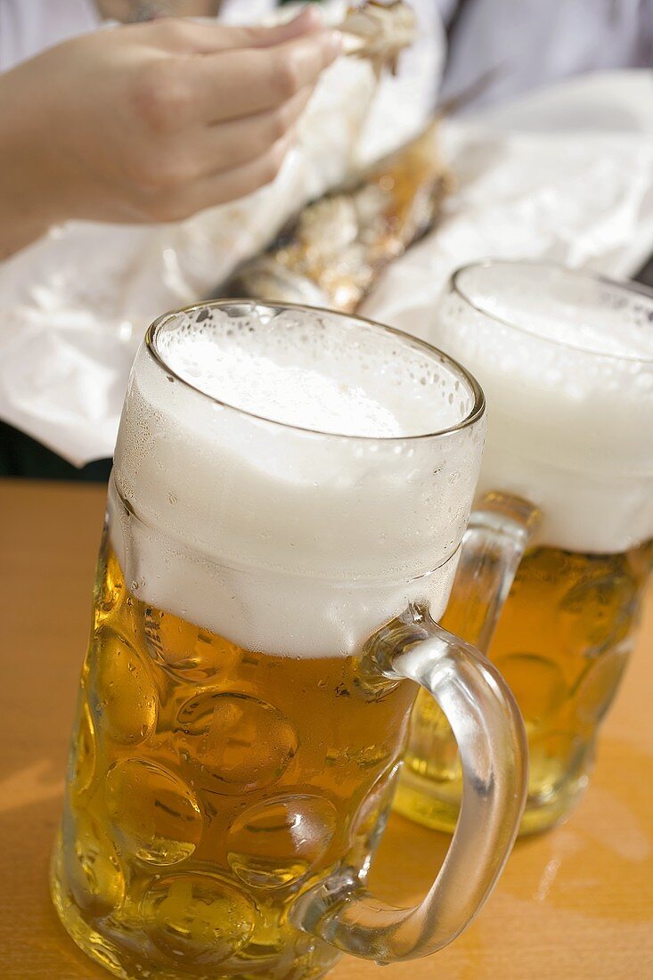 Litres of beer & Steckerlfisch (fish on stick, Oktoberfest, Munich)