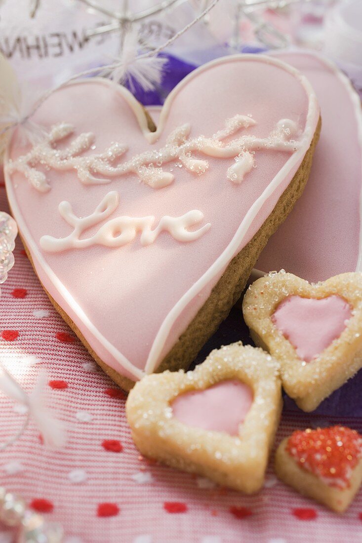 Assorted heart-shaped biscuits