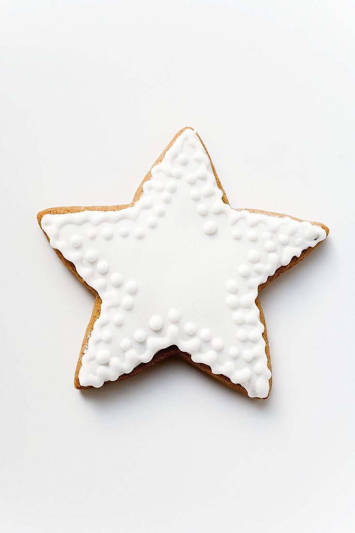 Gingerbread star with white icing