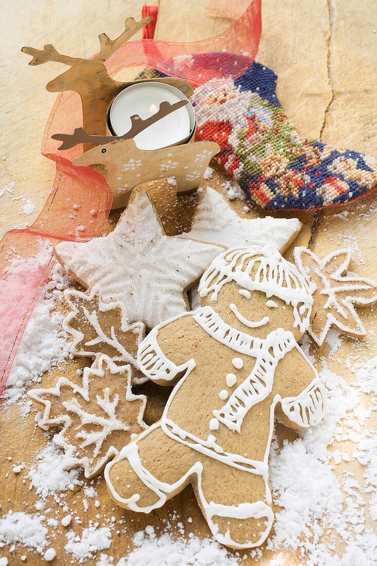 Gingerbread man and gingerbread biscuits for Christmas