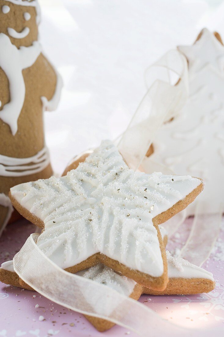 Verschiedene Lebkuchenplätzchen zu Weihnachten