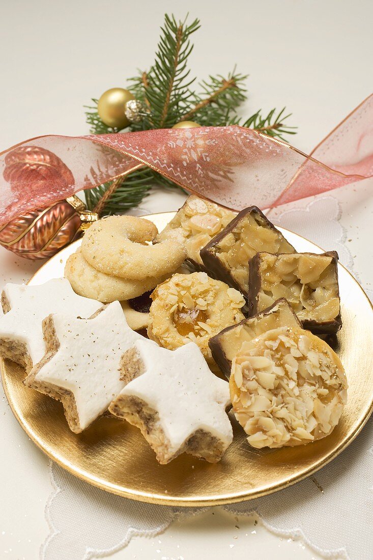 Assorted Christmas biscuits on plate