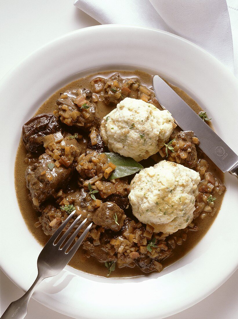 Jugged Hare with Prunes & Dumplings