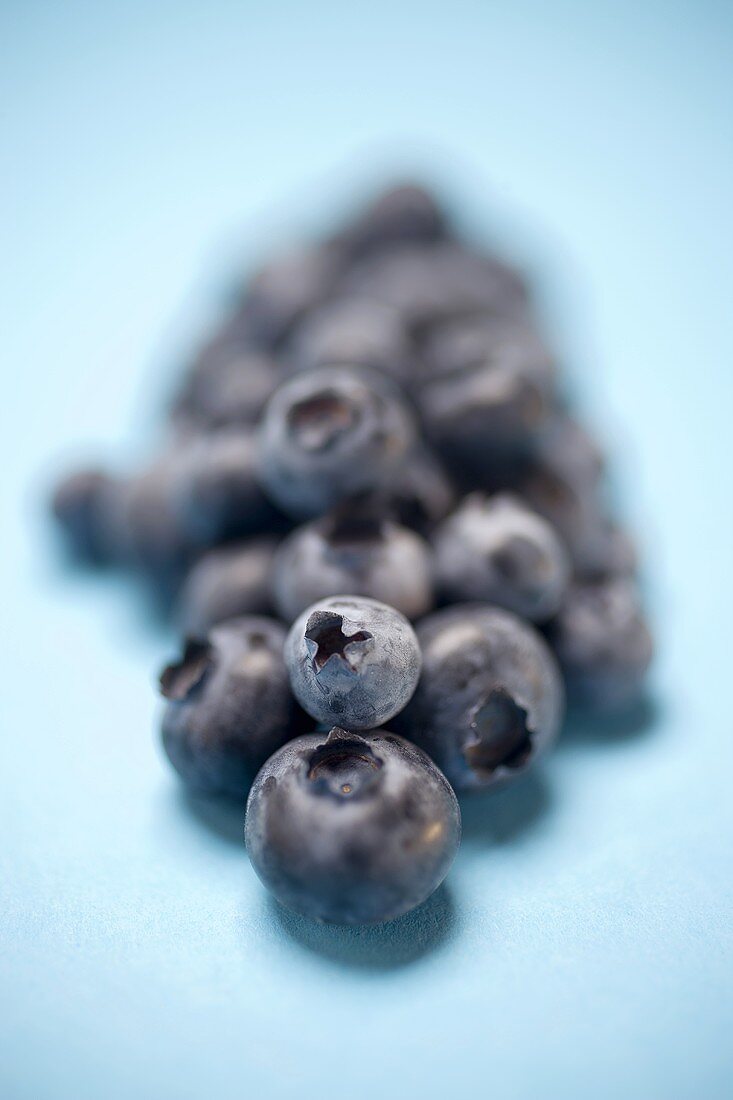 Heidelbeeren auf blauem Untergrund