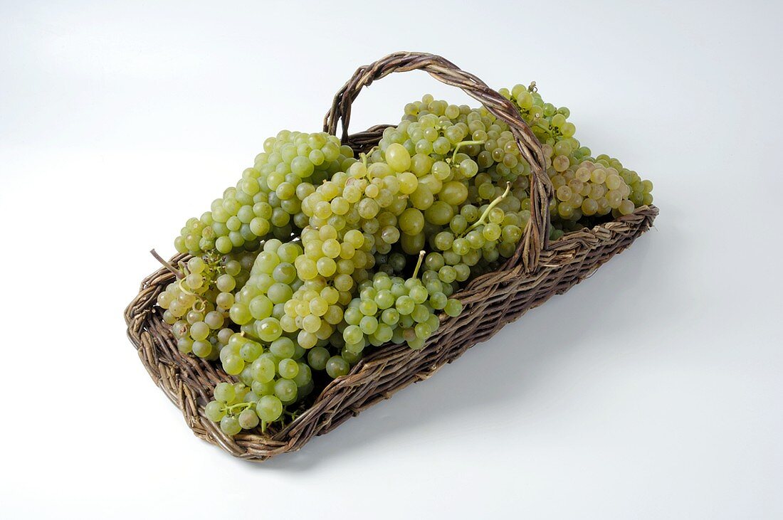 Green grapes in basket