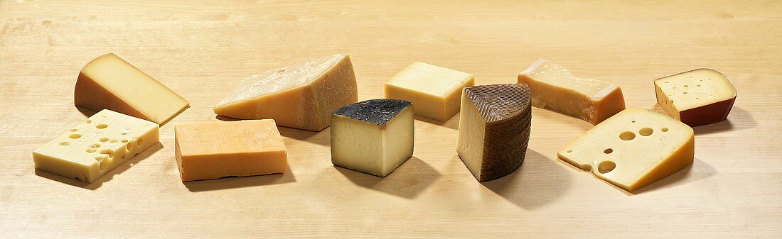 Various types of hard cheese