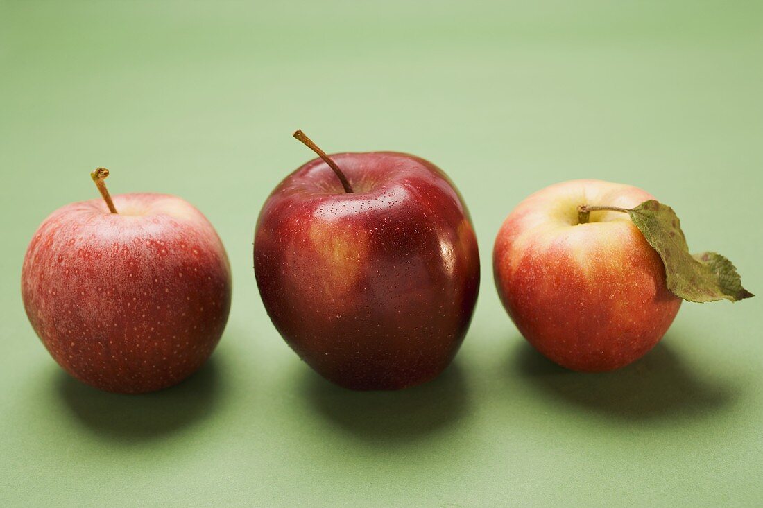 Three red apples, varieties Stark and Elstar