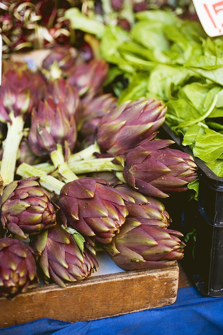 Artichokes at a market