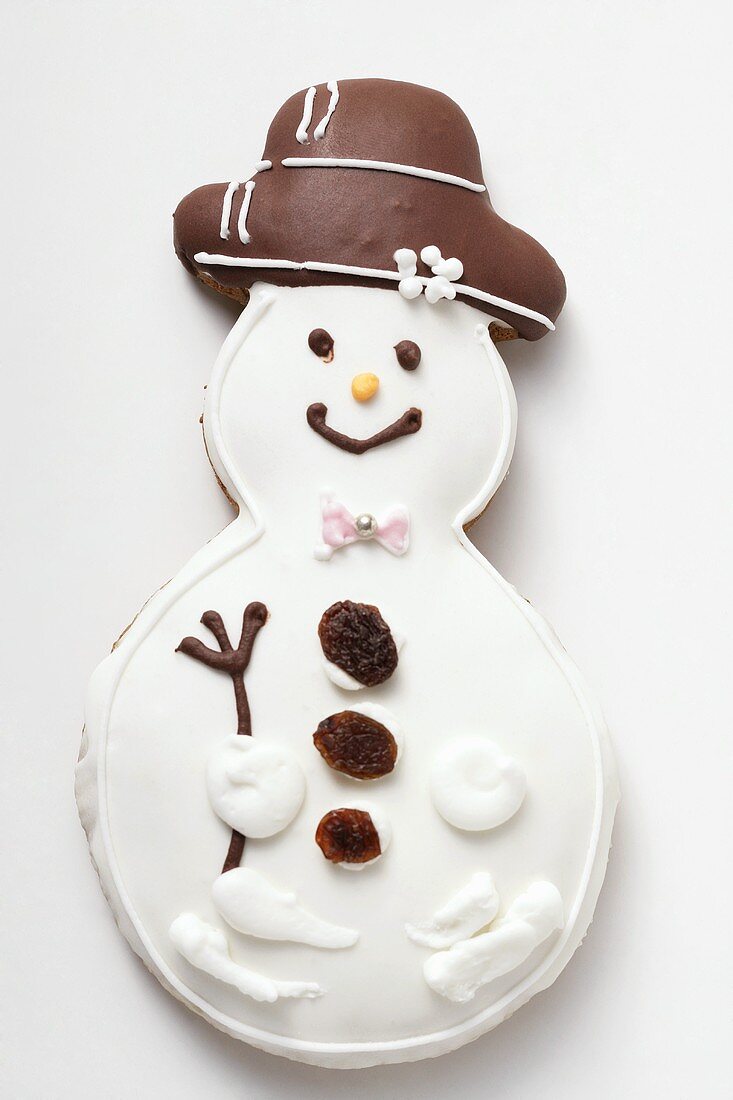 Iced gingerbread snowman biscuit