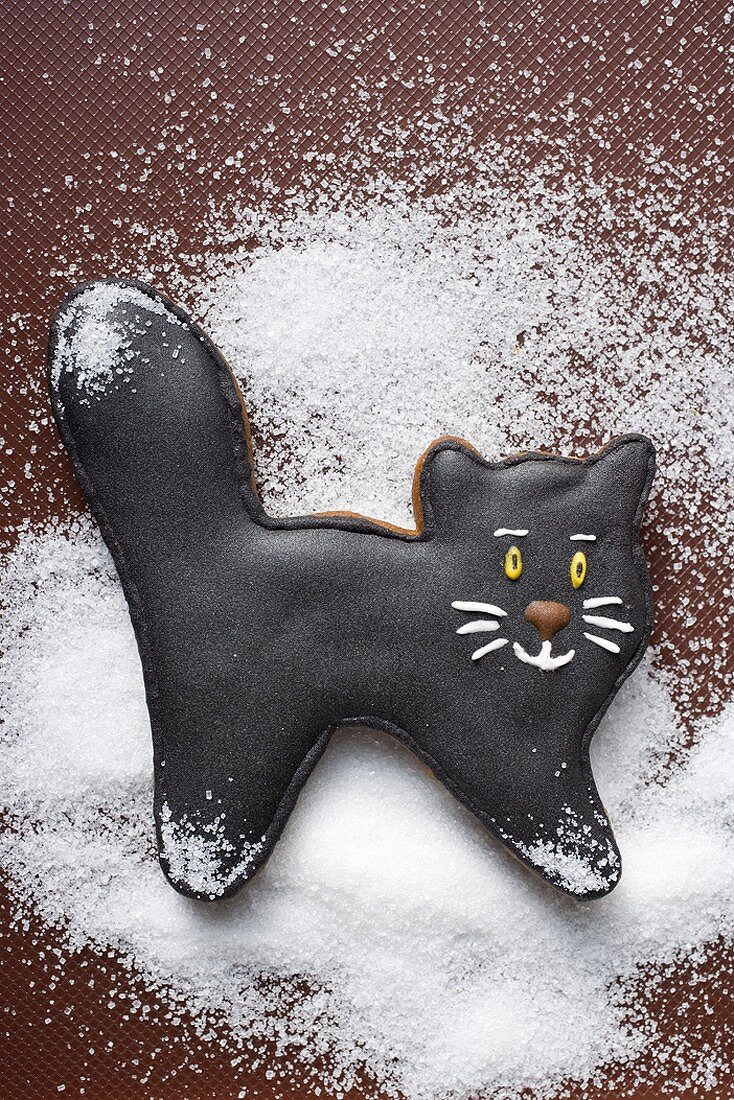 A black gingerbread cat