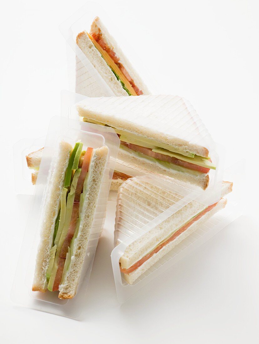 Verpackte Sandwiches zum Mitnehmen
