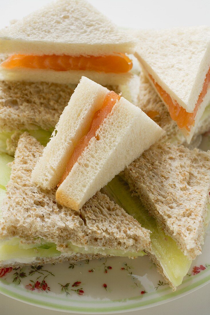 Smoked salmon and cucumber sandwiches