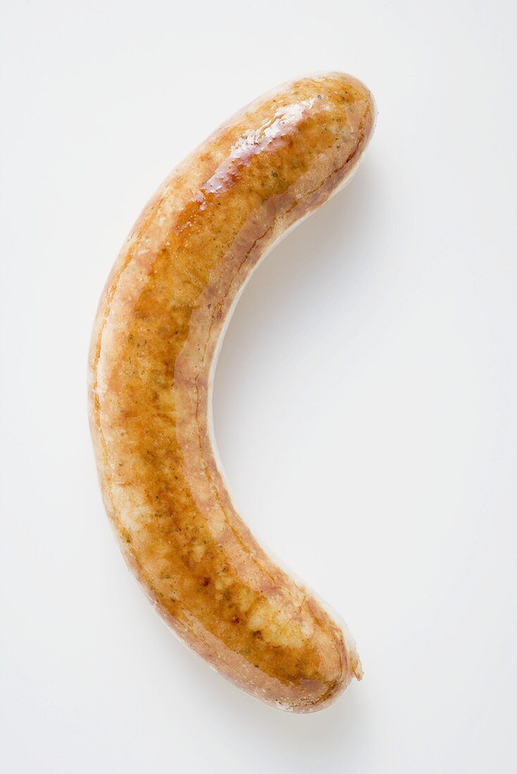 Bratwurst auf weißem Untergrund