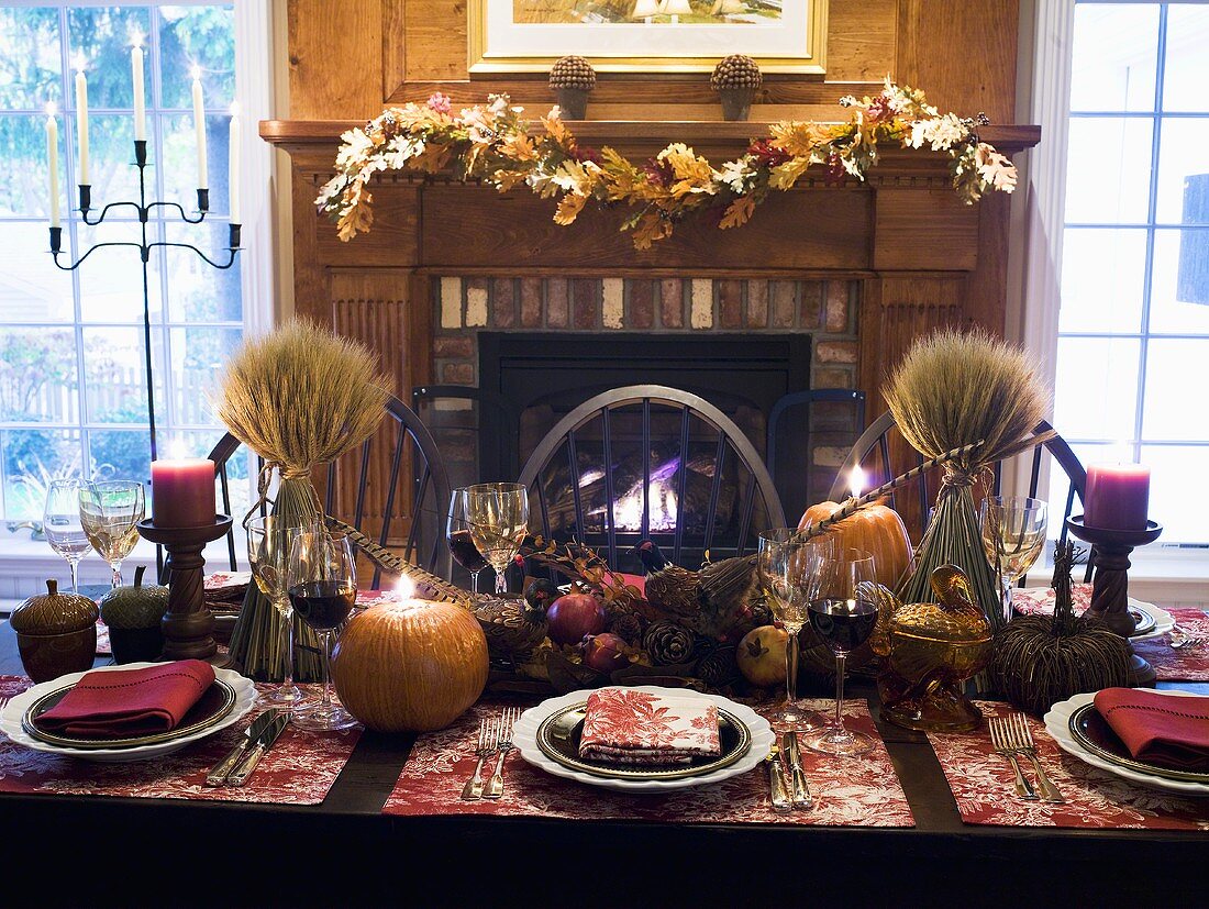 Table laid for Thanksgiving (USA)