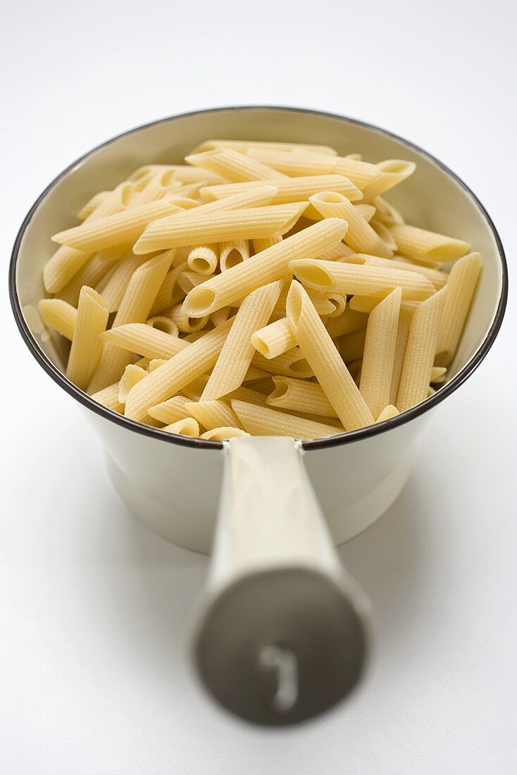 Penne in strainer