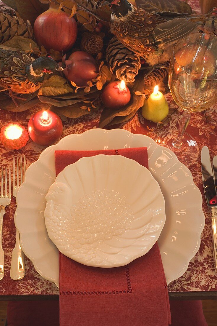 Festive place-setting for Thanksgiving (USA)