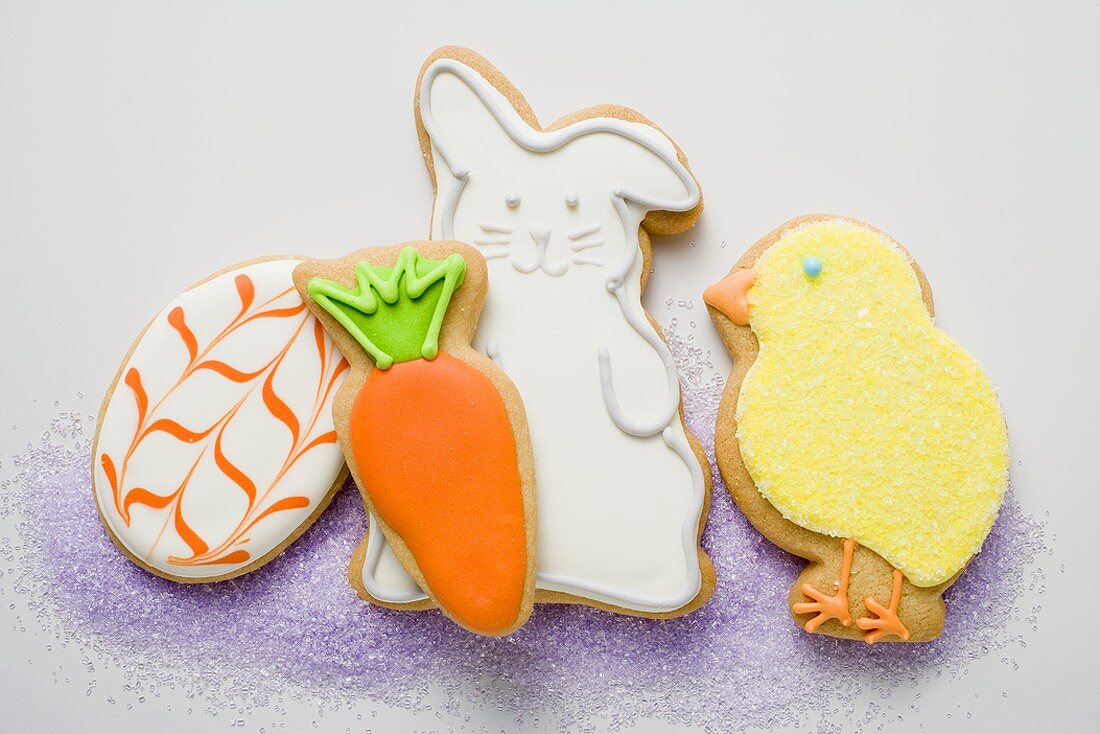 Assorted Easter biscuits (chick, Easter Bunny, carrot, egg)