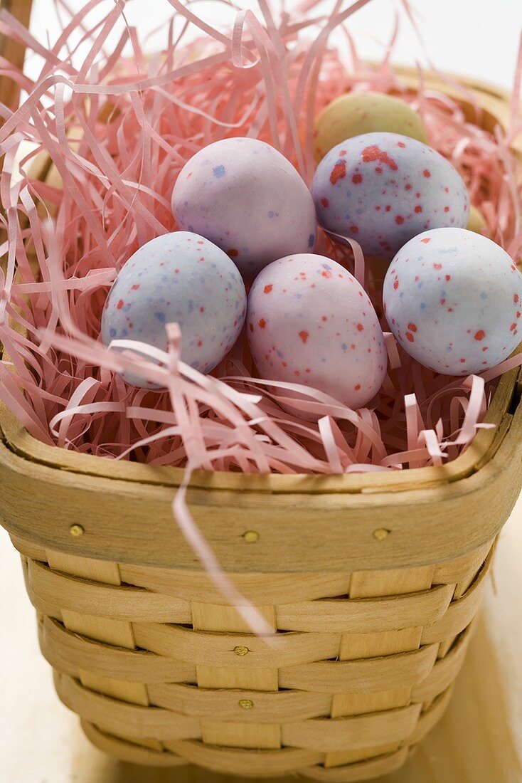 Sugar eggs in a basket