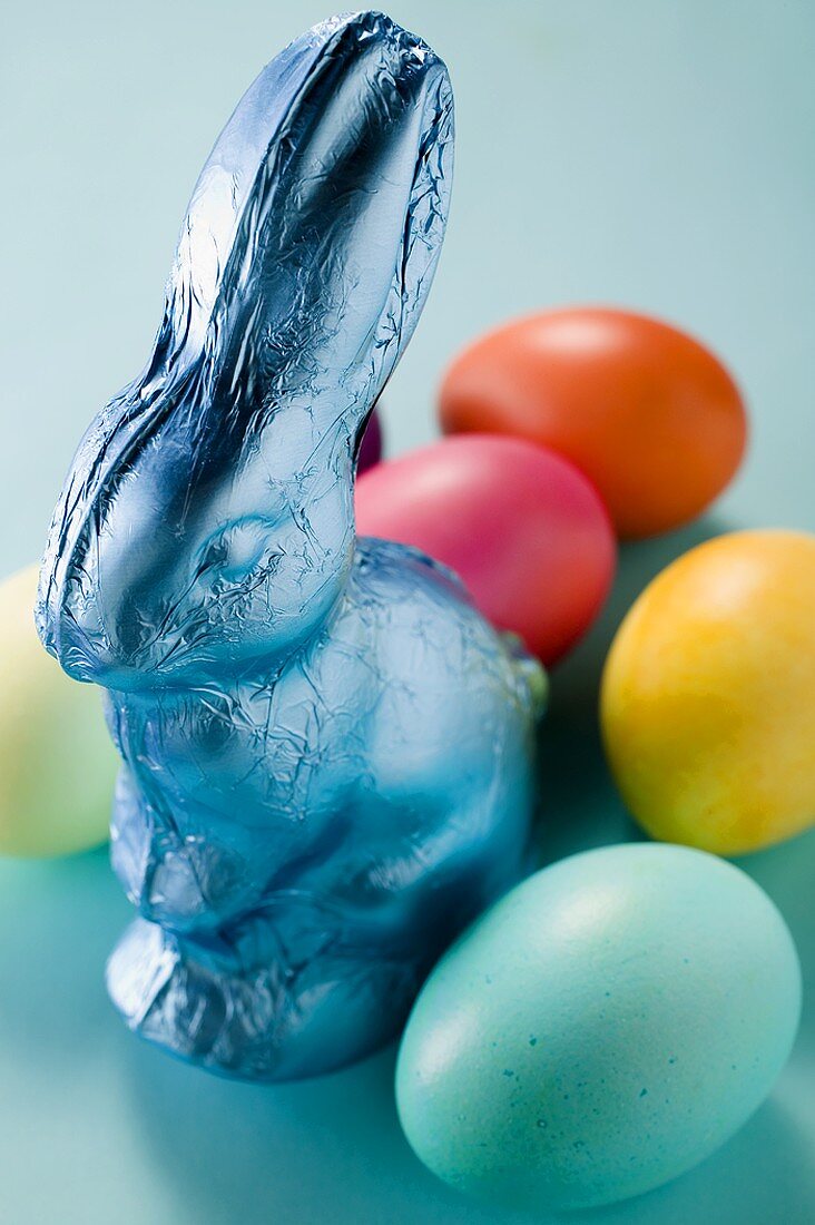Easter Bunny and coloured eggs