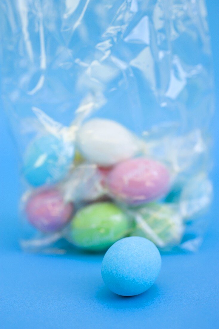 Easter eggs, mostly in cellophane bag