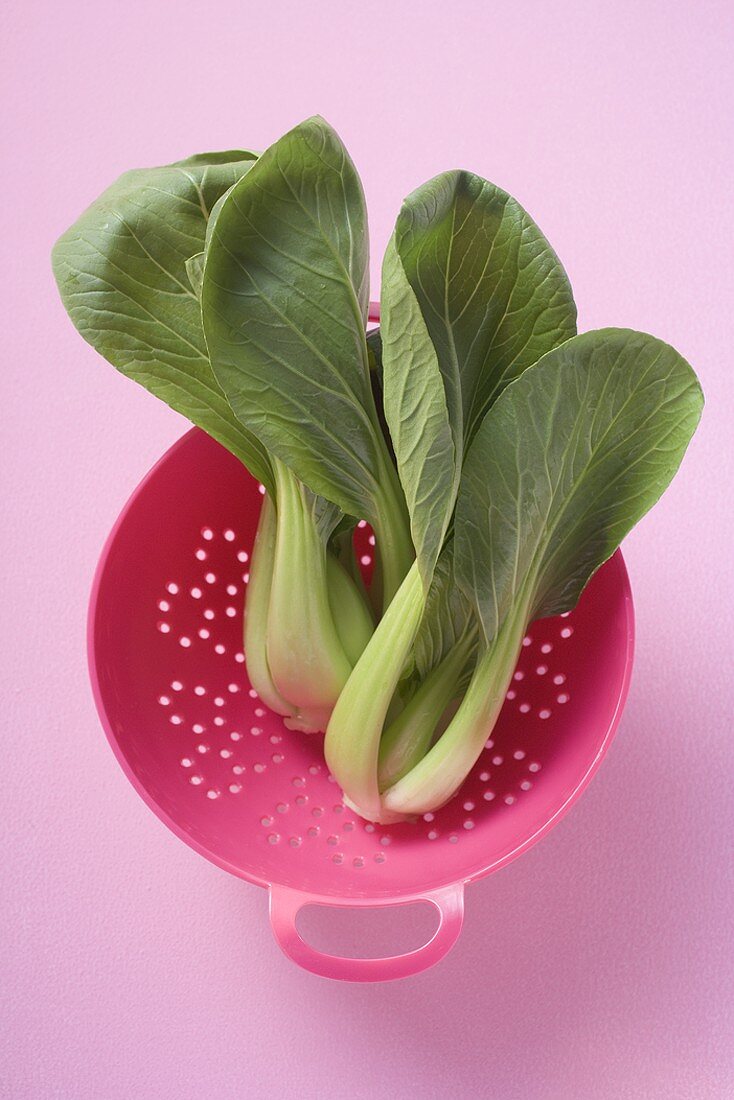 Pak choi in colander