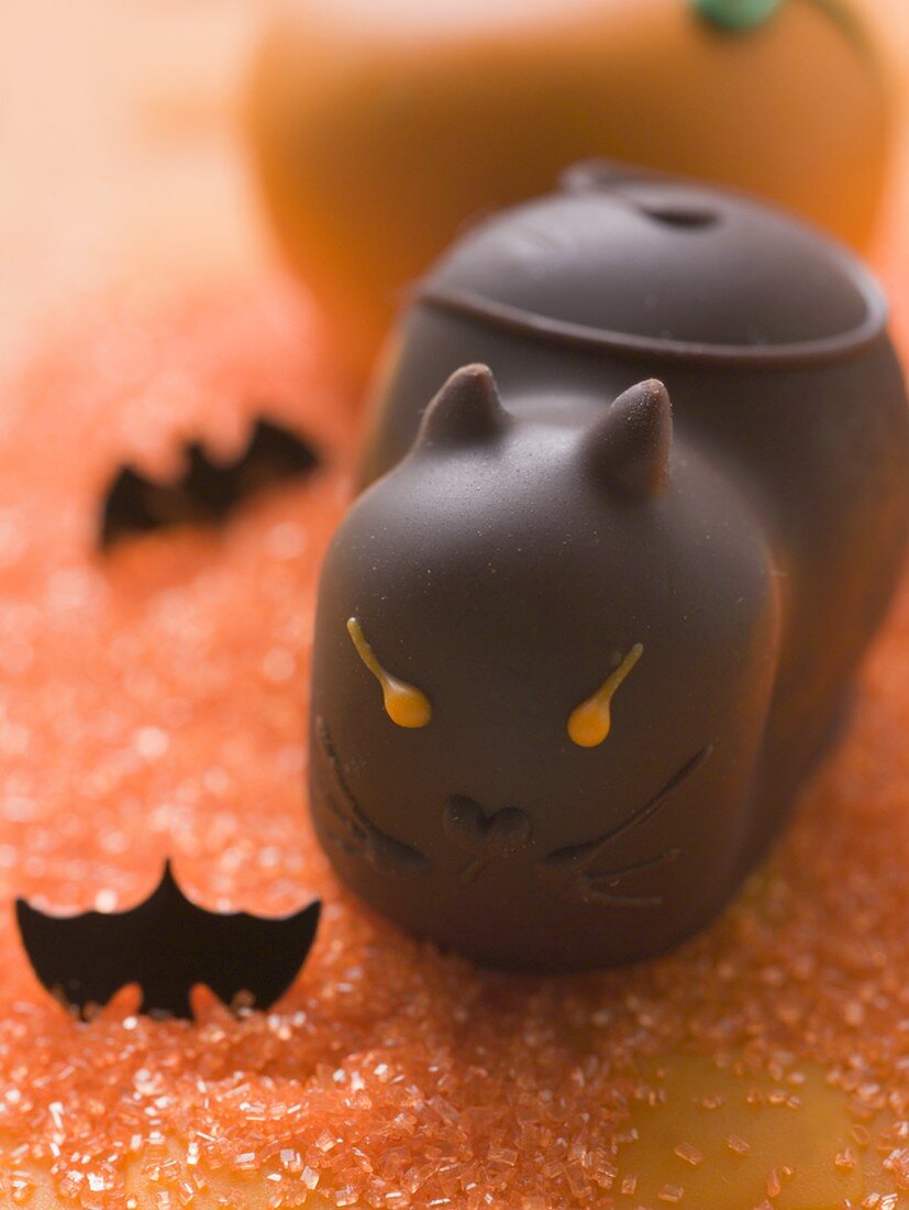 Süssigkeit (Schokoladenkatze) zu Halloween