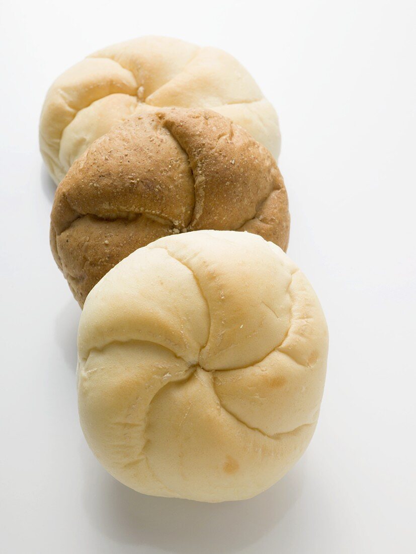 Three different bread rolls