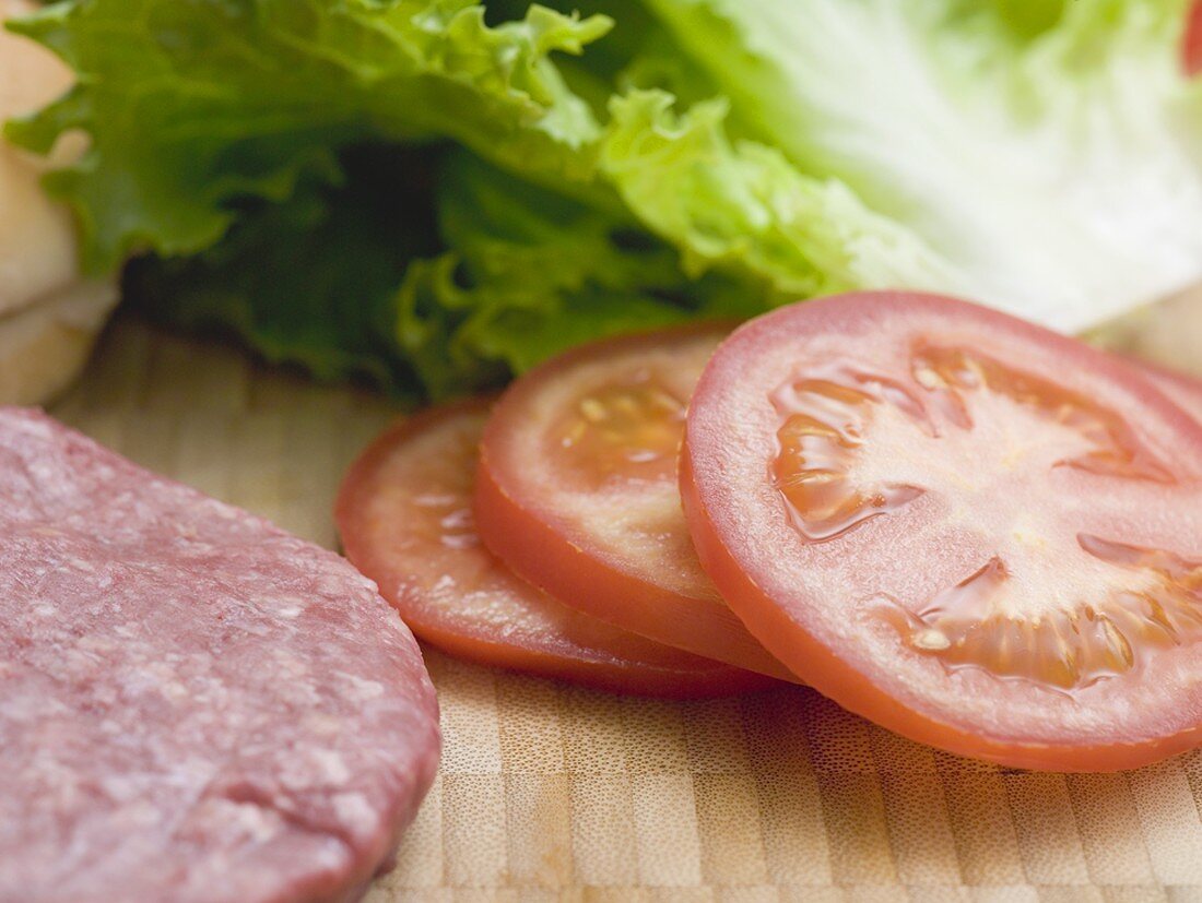 Ingredients for hamburgers