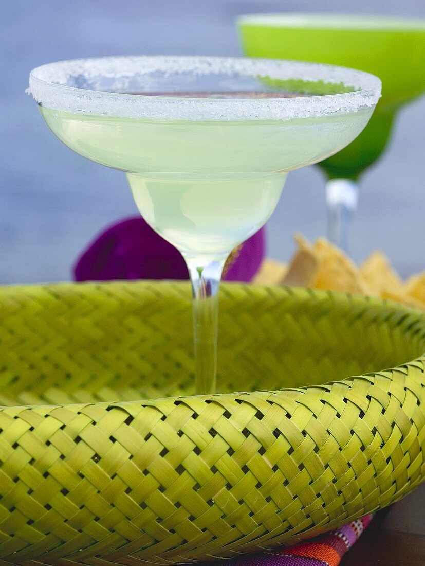 Margarita in glass with salted rim (Mexico)