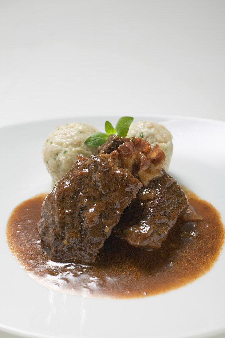 Beef goulash with bread dumplings