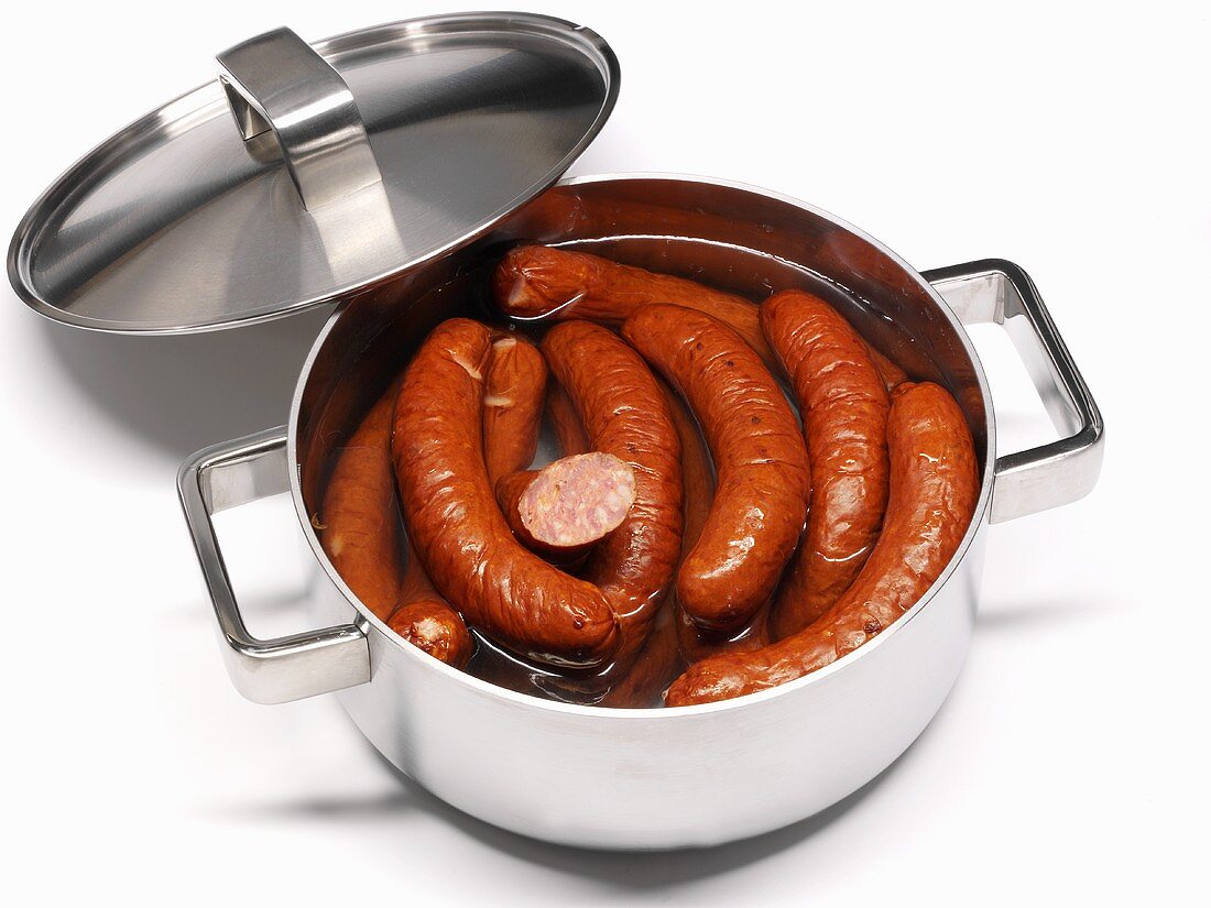 Sausages (Polish) in a pan