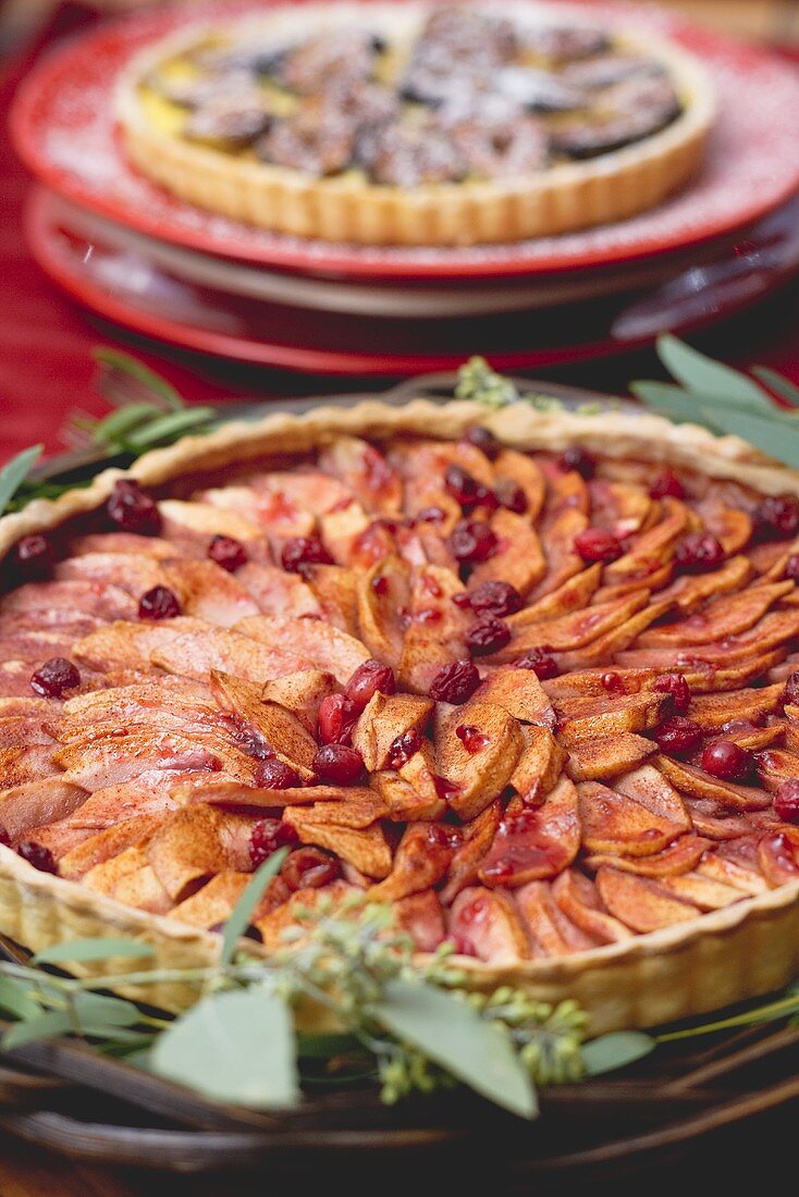 Apple tart with cranberries