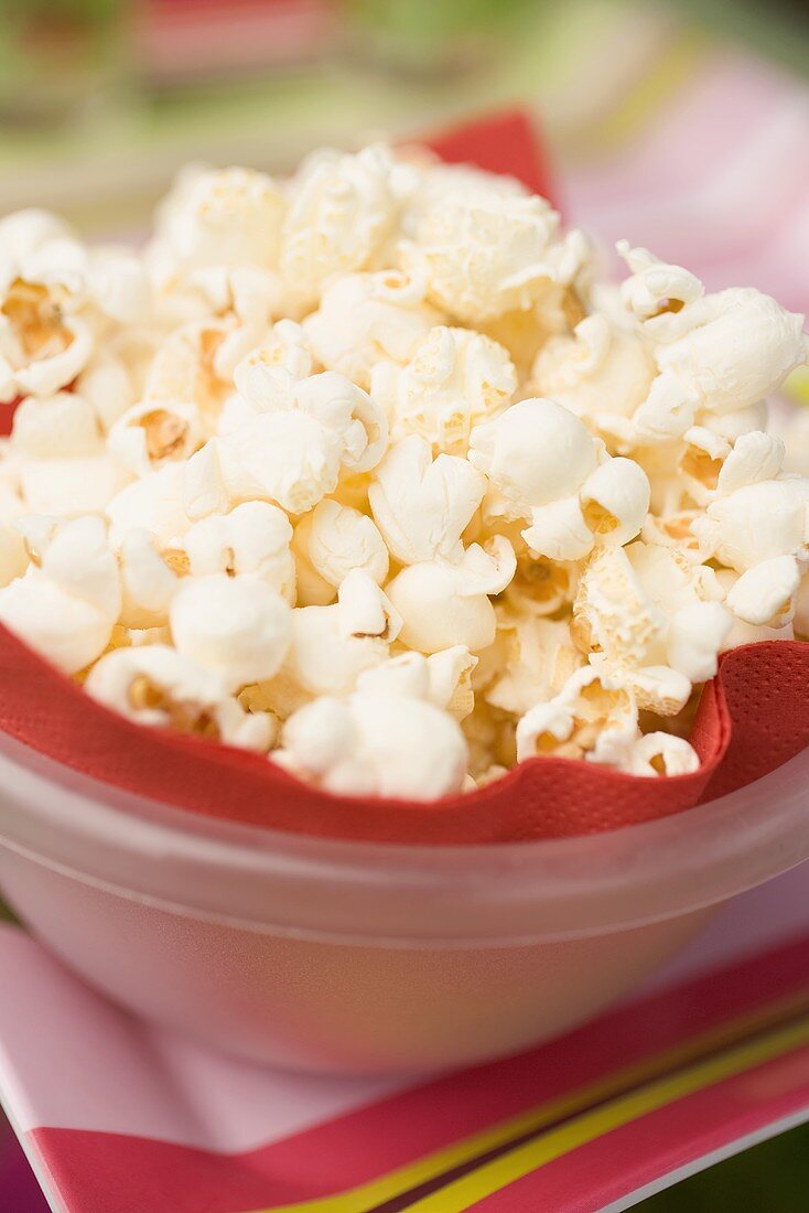 Popcorn in plastic bowl