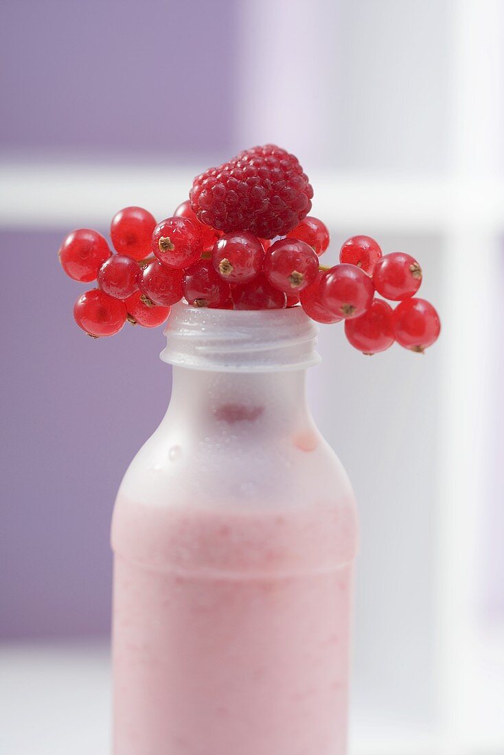 Berry drink in plastic bottle