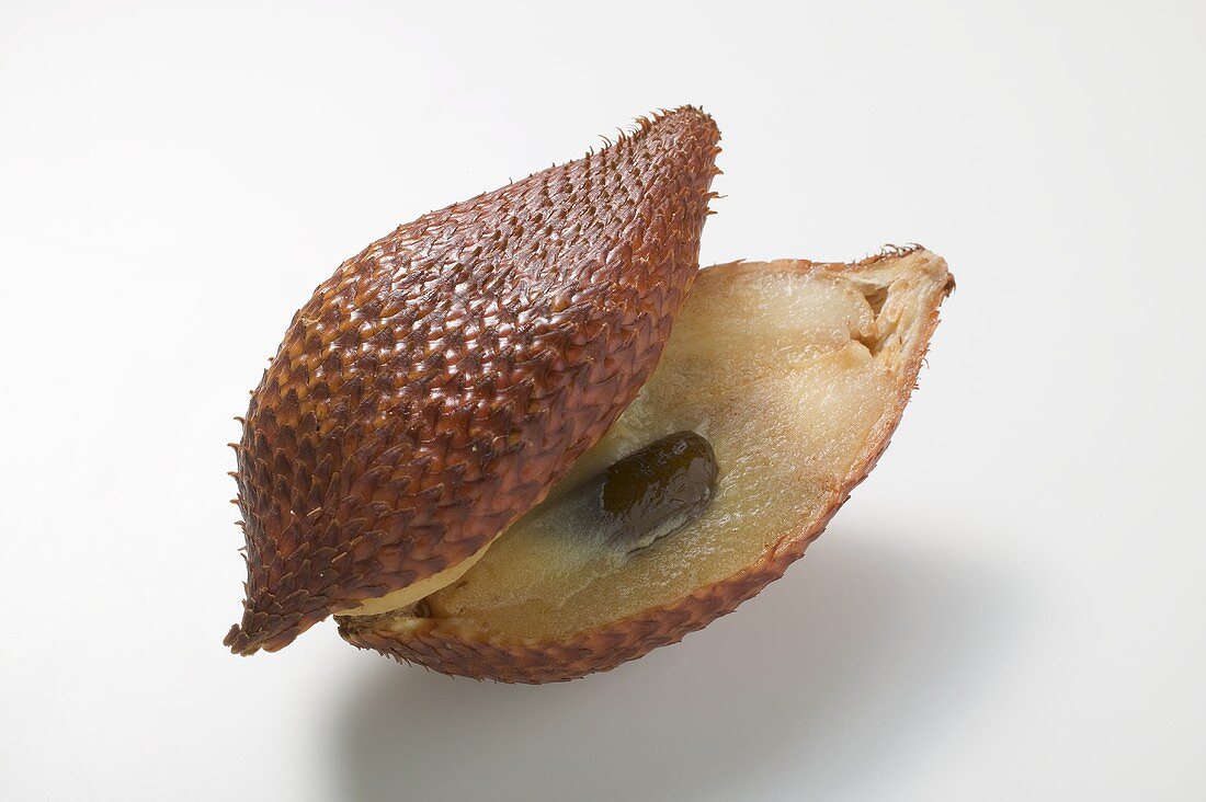 Salak fruit, halved