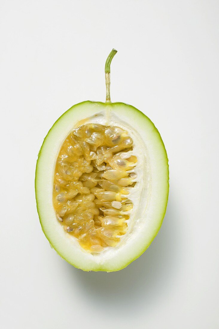 Green passion fruit, halved lengthwise