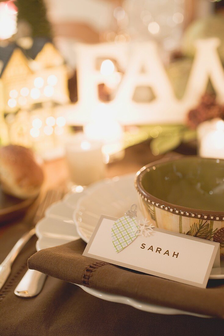 Christmas place-setting with place card