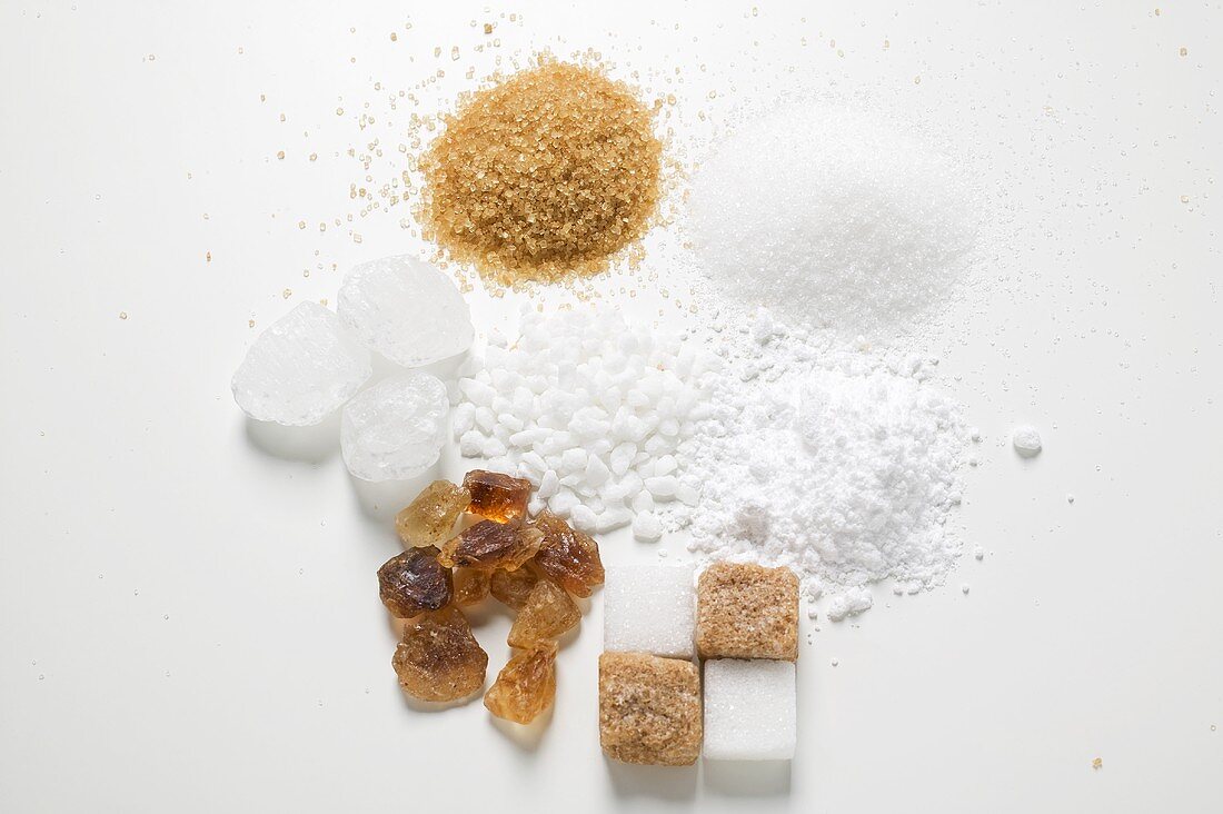 Various types of sugar