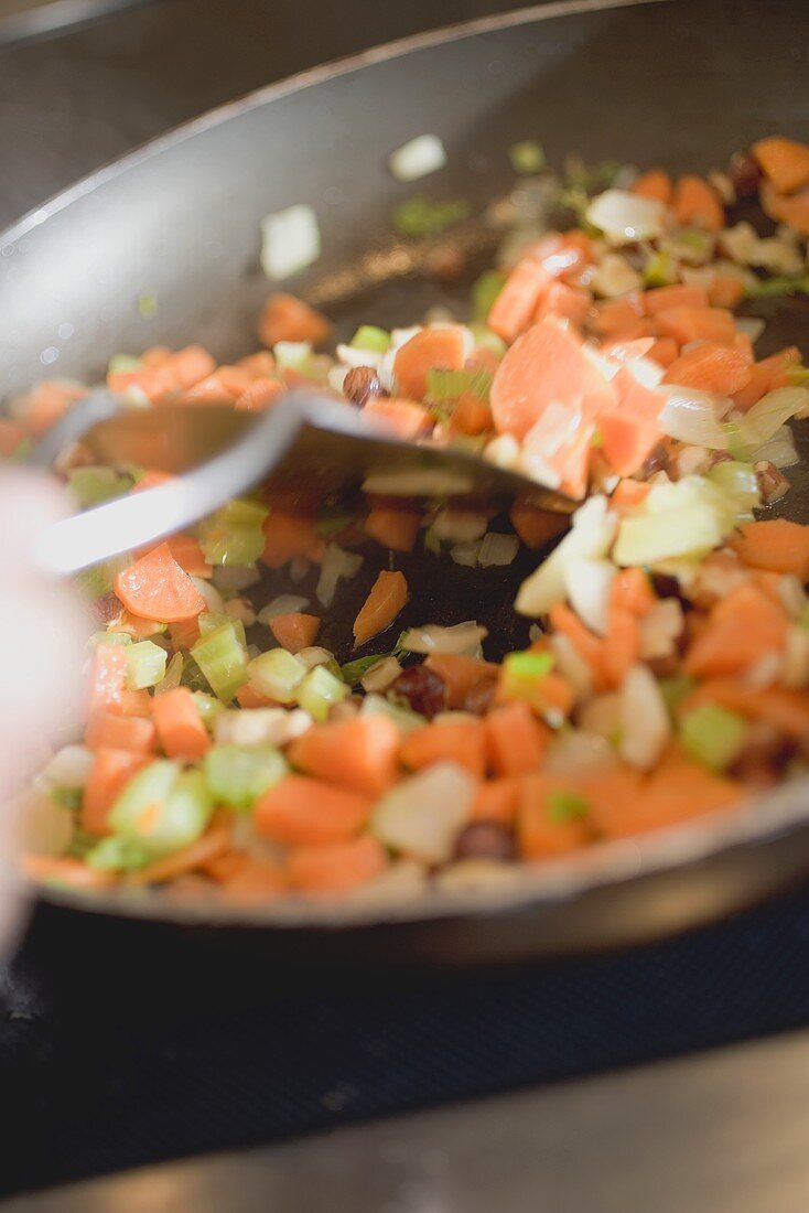 Sautéing carrots and celery