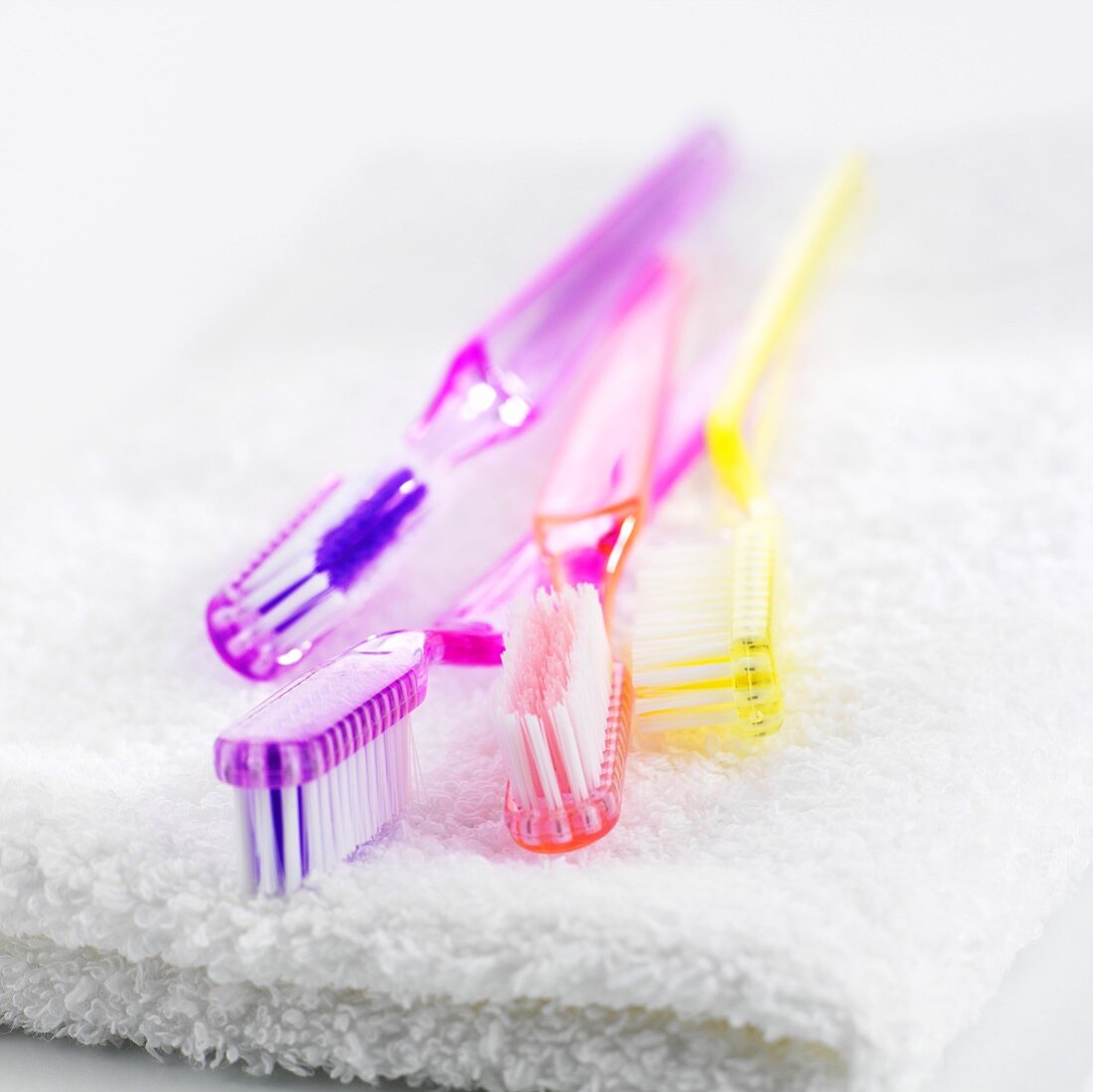 Toothbrushes on towel