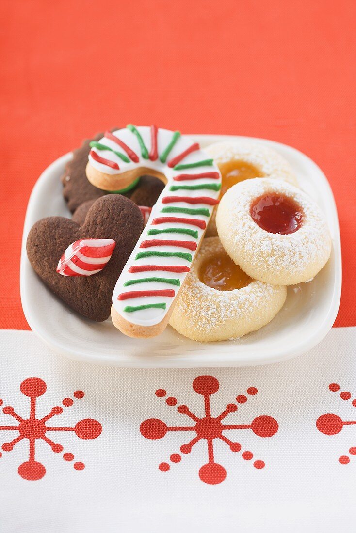 Assorted Christmas biscuits on plate