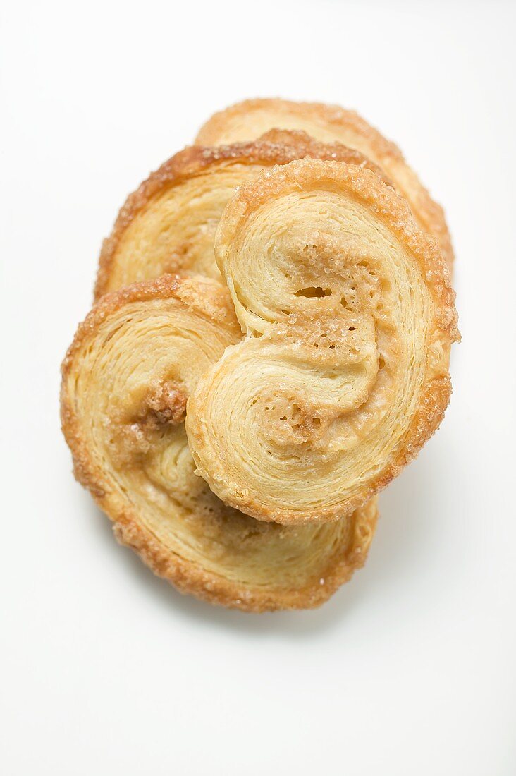 Several palmiers (puff pastry biscuits)