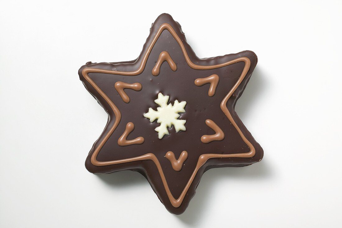 Star biscuit with chocolate icing