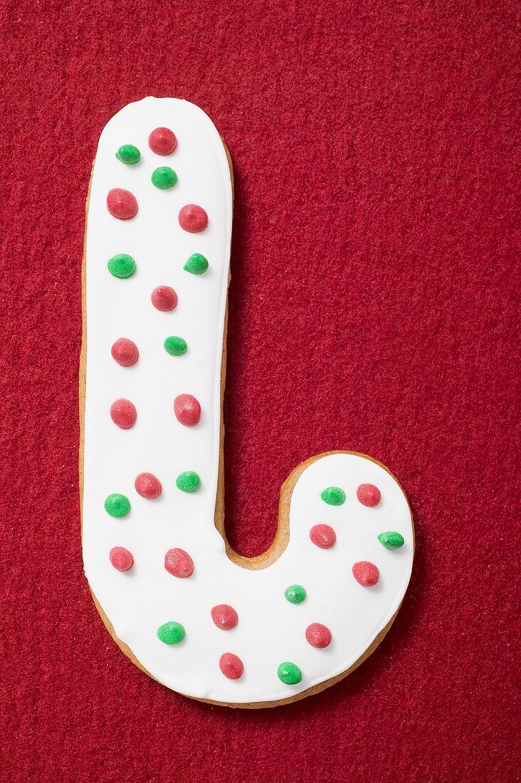 Iced Christmas biscuit (candy cane)